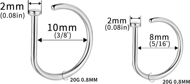 VOJO G23 Titanium 20G Nose Rings Hoops L Shaped Screw Nose Studs Diamond Small Piercing Jewelry for Women Men - Image 5